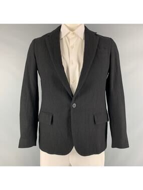 SUPERFINE Size L Black Shimmery Polyester Blend Single Button Sport Coat